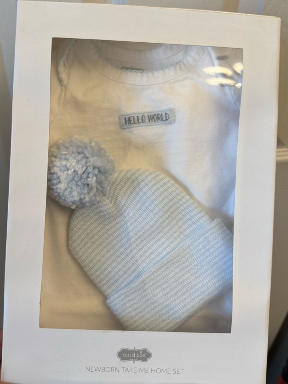 Mud Pie Newborn Take Me Home Set - White & Light Blue